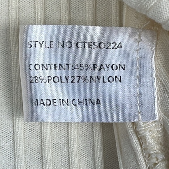 New Ceme Rib Knit Twist Hem Crop Top Sleeveless Cream Sz S - Picture 6 of 6